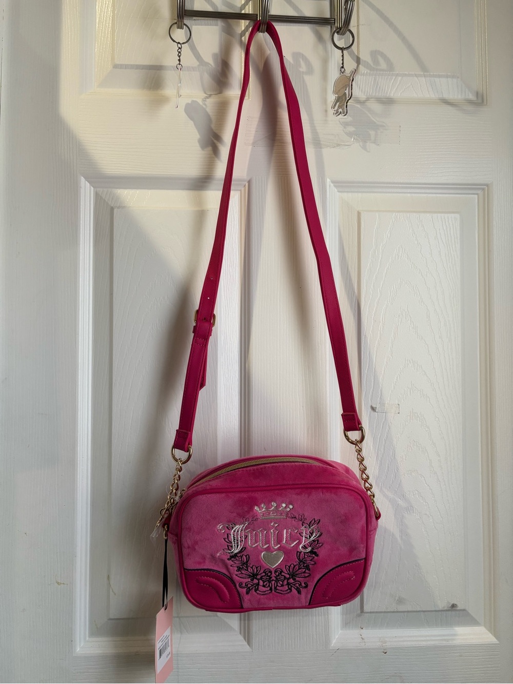 Juicy Couture Hot Pink Suede-Look Crossbody Bag